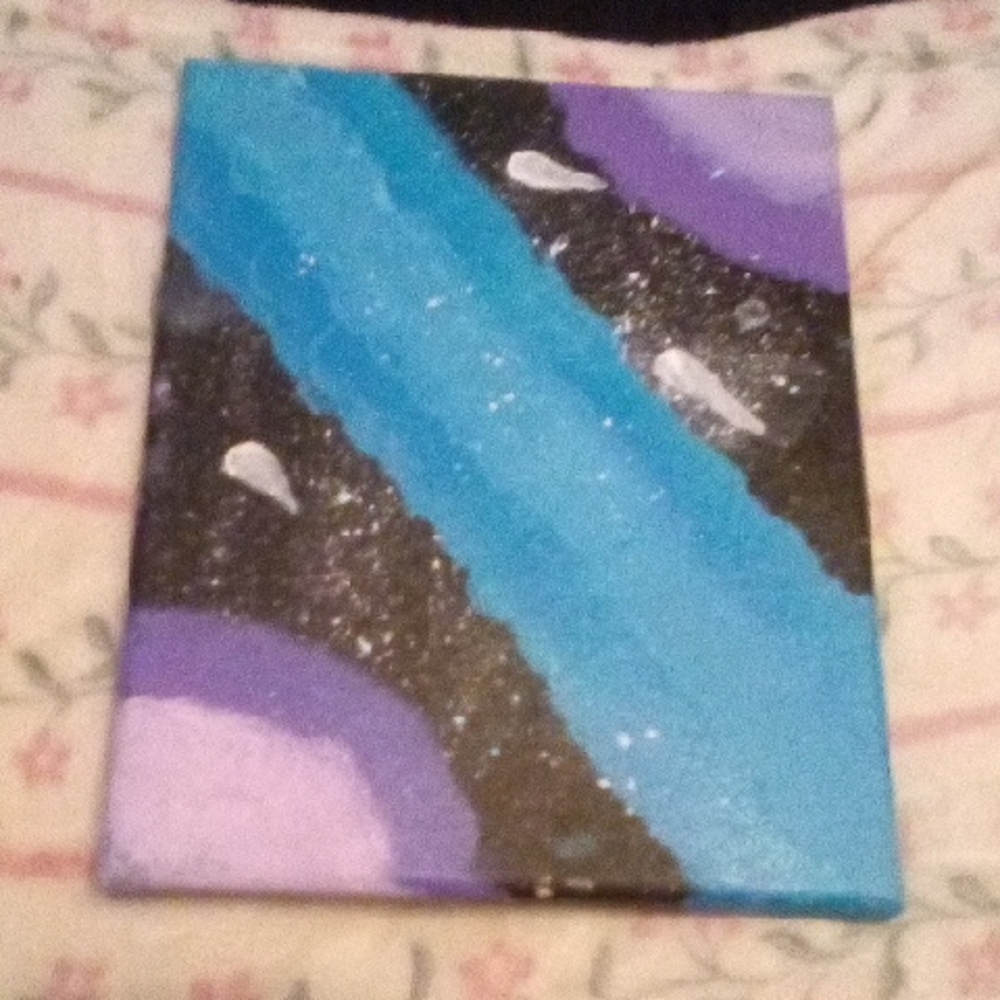 Galaxy Style Canvas Art with Blue and Purple Accents